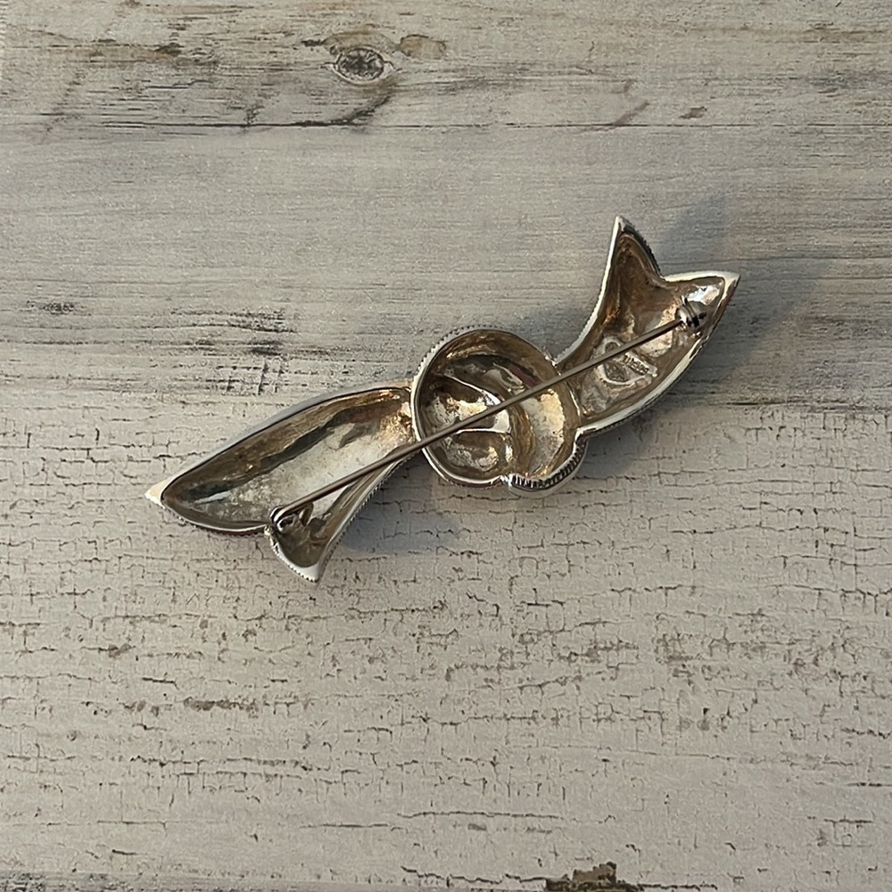 Judith Jack Sterling Silver Marcasite Bow Brooch Pin - Picture 4 of 6